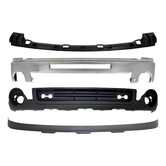 2011 GMC Sierra 1500 - 4-Piece Kit Front Bumper, Chrome, Includes (1) Bumper, (1) Bumper Bracket, and (2) Valance
