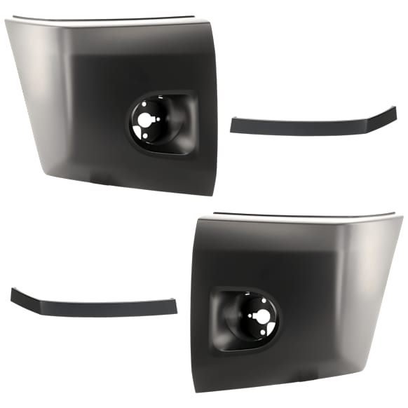 4-Piece Kit Front, Driver and Passenger Side Bumper End, Primed, Plastic, Includes (2) Bumper End and (2) Bumper Trim