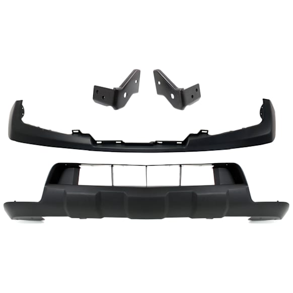 2009-2019 Nissan Frontier - 4-Piece Kit Front Bumper Trim, Primed, Includes (1) Bumper Trim, (1) Valance and (2) Bumper Bracket