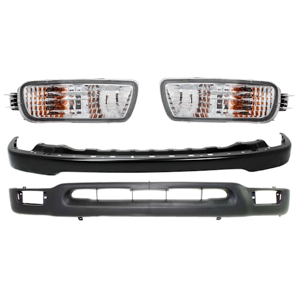 2003 Toyota Tacoma - 4-Piece Kit Front Bumper, RWD, For Models Without Ground Effects, Paint to Match, Includes (1) Bumper, (2) Turn Signal Light, and (1) Valance