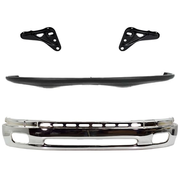 2002 Toyota Tundra - 4-Piece Kit Front, Lower Bumper,  (Access Cab), Chrome, Extended Cab Pickup,  Includes (1) Bumper, (2) Bumper Bracket, and (1) Bumper Cover
