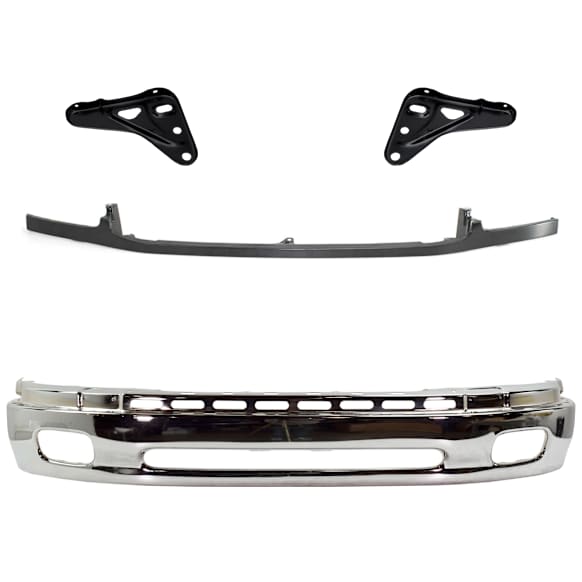 2001 Toyota Tundra - 4-Piece Kit Front, Lower Bumper, Extended Cab Pickup (Access Cab), Chrome, Extended Cab Pickup, Includes (1) Bumper, (2) Bumper Bracket, and (1) Bumper Trim