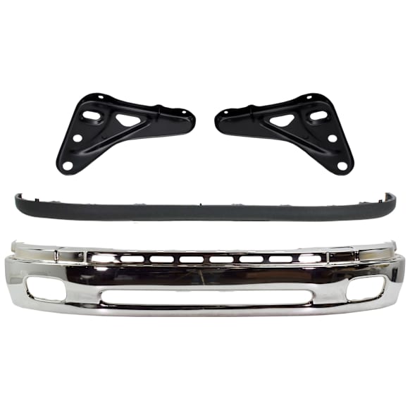 2001 Toyota Tundra - 4-Piece Kit Front, Lower Bumper, Standard Cab Pickup (Regular Cab), Chrome, Standard Cab Pickup, Includes (1) Bumper, (2) Bumper Bracket, and (1) Valance