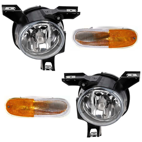 4-Piece Kit, Front, Driver and Passenger Side Halogen Fog Light, With bulb(s), Hatchback, Includes (2) Fog Light and (2) Turn Signal Light