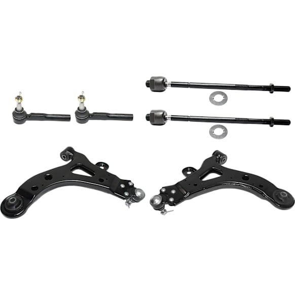 6-Piece Kit Control Arm Includes (2) Control Arm and (4) Tie Rod End