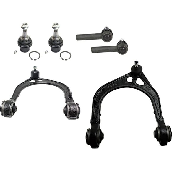 6-Piece Kit Front, Driver and Passenger Side, Upper Control Arms, Includes (2) Ball Joint, (2) Control Arm, and (2) Tie Rod End