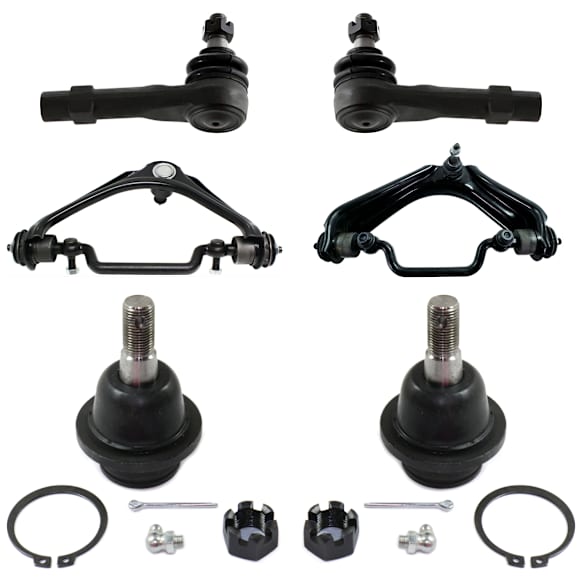 6-Piece Kit Control Arm Includes (2) Ball Joint, (2) Control Arm, and (2) Tie Rod End