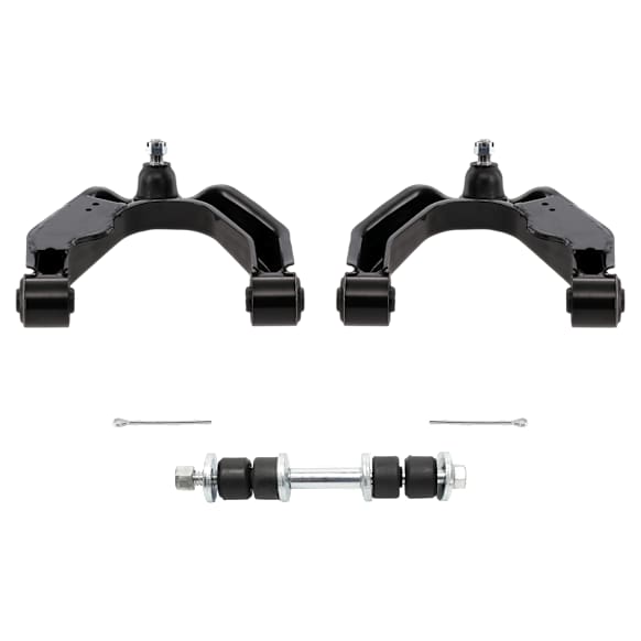 4-Piece Kit Front, Driver and Passenger Side, Upper Control Arm, Includes (2) Control Arm and (2) Sway Bar Link