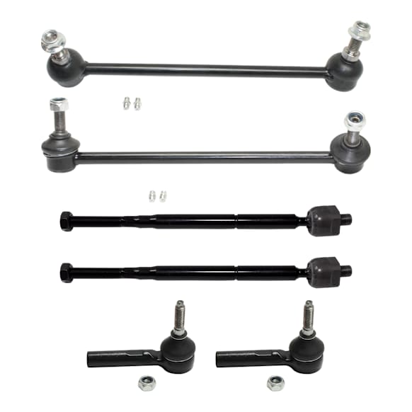 6-Piece Kit Front, Driver and Passenger Side Sway Bar Link, Includes (2) Sway Bar Link and (4) Tie Rod End