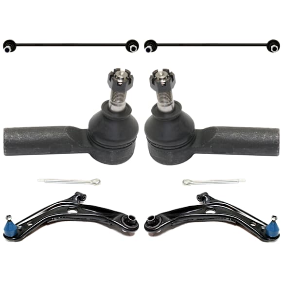 6-Piece Kit Control Arm Includes (2) Control Arm, (2) Sway Bar Link, and (2) Tie Rod End