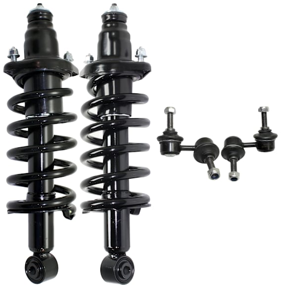 4-Piece Kit Rear, Driver and Passenger Side Fully Loaded Strut, Includes (2) Sway Bar Link and (2) Shock Absorber and Strut Assembly