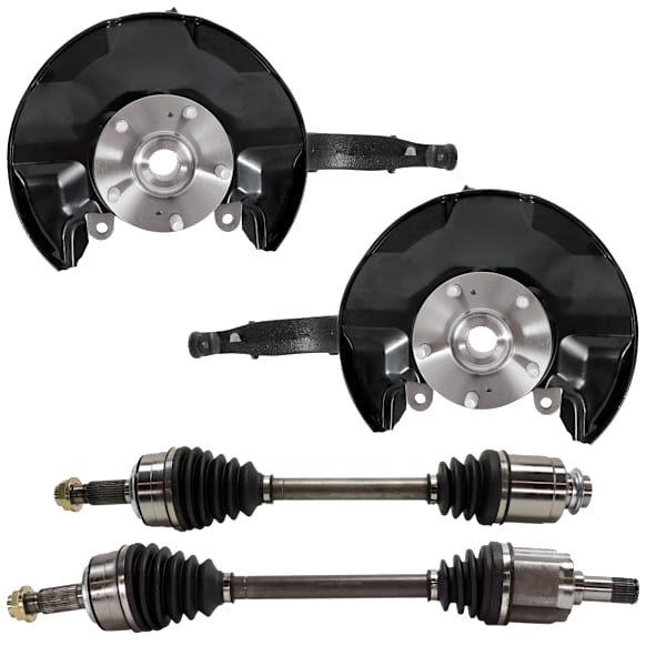 4-Piece Kit Front, Driver and Passenger Side Loaded Knuckle, Automatic Transmission, With Backing Plate, With Bearing, Includes (2) Axle Assembly and (2) Knuckle