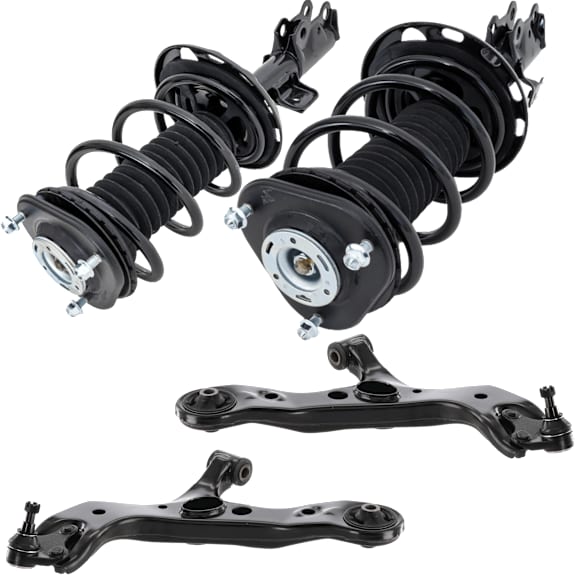 4-Piece Kit Front, Driver and Passenger Side Fully Loaded Strut, Includes (2) Control Arm and (2) Shock Absorber and Strut Assembly