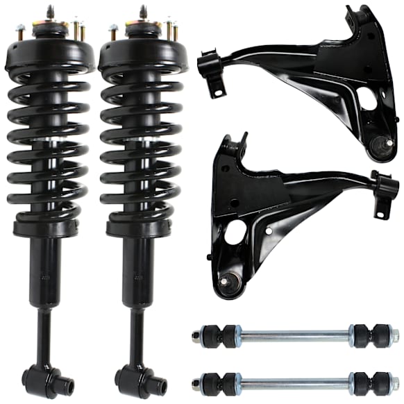 6-Piece Kit Front, Driver and Passenger Side Fully Loaded Strut, Includes (2) Control Arm, (2) Sway Bar Link and (2) Shock Absorber and Strut Assembly