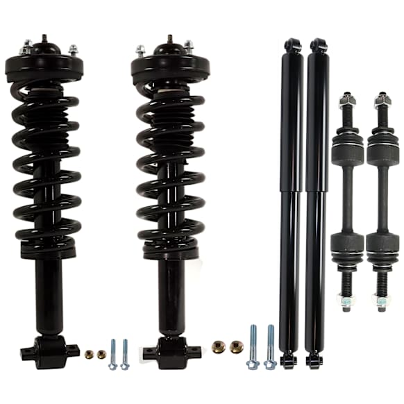 6-Piece Kit Front and Rear, Driver and Passenger Side Shock and Fully Loaded Strut, 4WD, Includes (2) Sway Bar Link and (4) Shock Absorber and Strut Assembly