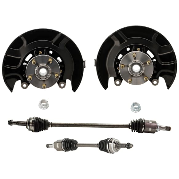 4-Piece Kit Front, Driver and Passenger Side Steering Knuckle, With Bearing, With Dust Shield, Includes (2) Axle Assembly and (2) Knuckle