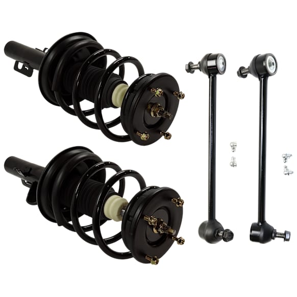 4-Piece Kit Front, Driver and Passenger Side Fully Loaded Strut, FWD, Includes (2) Sway Bar Link and (2) Shock Absorber and Strut Assembly