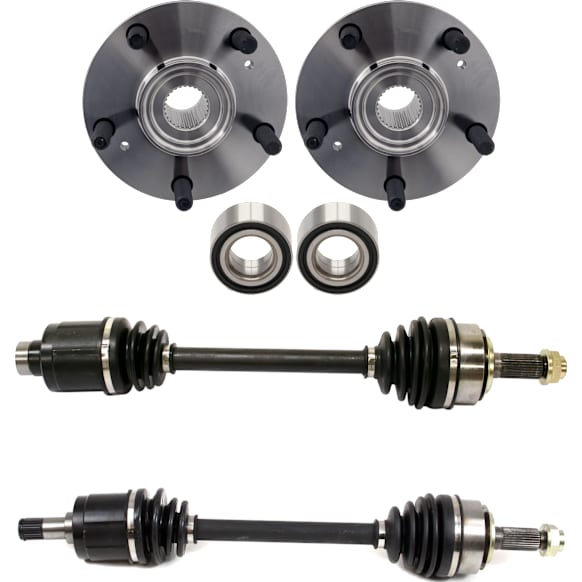 6-Piece Kit Front, Driver and Passenger Side Axle Assemby, includes (2) Axle Assembly, (2) Wheel Bearing, and (2) Wheel Hub, 4 Cyl., 2.4L Engine