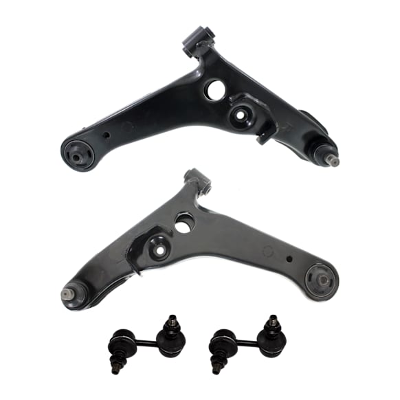 4-Piece Kit Front, Driver and Passenger Side, Lower Control Arms, Includes (2) Control Arm and (2) Sway Bar Link