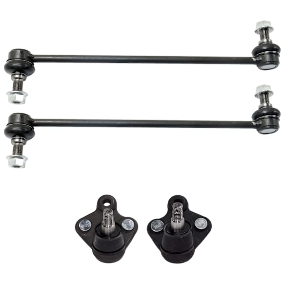 4-Piece Kit Front, Driver and Passenger Side, Lower Ball Joint, Includes (2) Ball Joint and (2) Sway Bar Link