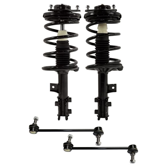 4-Piece Kit Front, Driver and Passenger Side Fully Loaded Strut, includes (2) Loaded Strut and (2) Sway Bar Link