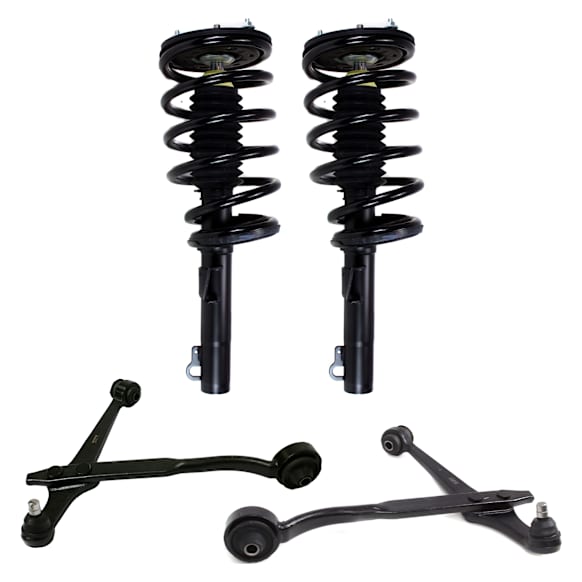 4-Piece Kit Front, Driver and Passenger Side Fully Loaded Strut, Includes (2) Control Arm and (2) Shock Absorber and Strut Assembly