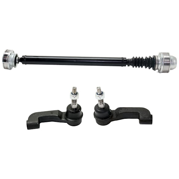 3-Piece Kit Front Driveshaft, 4WD, Manual Transmission, 6 Cyl., 3.7L Engine, 30.35 in. Length, Includes (1) Driveshaft and (2) Tie Rod End
