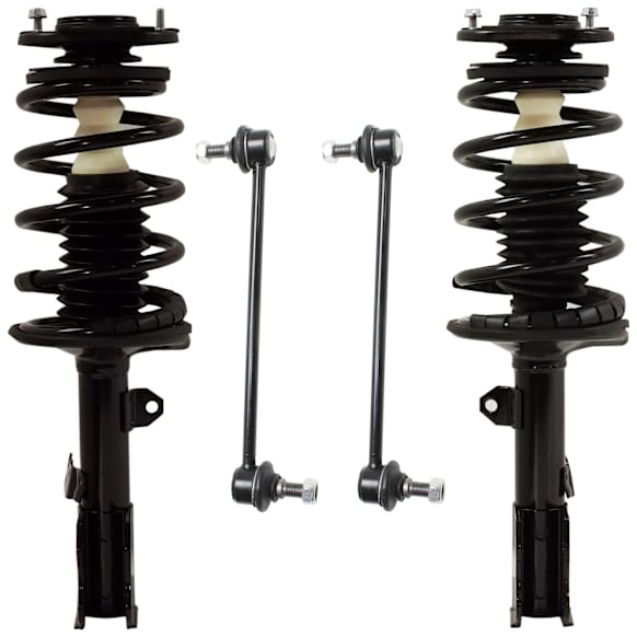 4-Piece Kit Front, Driver and Passenger Side, Fully Loaded Strut, Includes (2) Loaded Strut and (2) Sway Bar Link