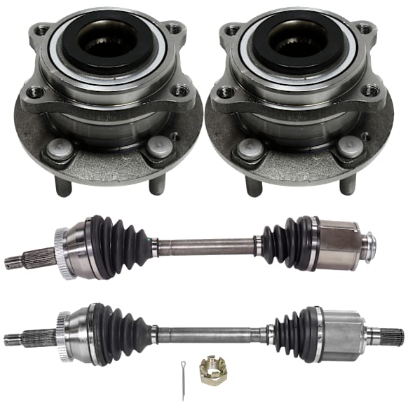 4-Piece Kit Front, Driver and Passenger Side Axle Assembly - New 4-Piece Kit, Includes (2) Axle Assembly and (2) Wheel Hub
