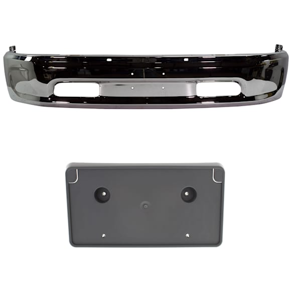 2-Piece Kit, Front, Lower Bumper, Chrome, Includes (1) Bumper and (1) License Plate Bracket