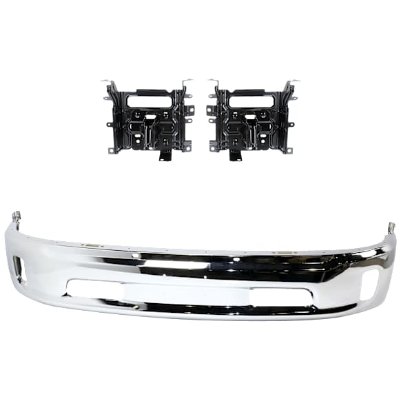2013 Ram 1500 - 2-Piece Kit Front, Lower Bumper, For Models With Two Piece Bumper Type, Fog Lamps and Ram Logo On Grille, Chrome, Includes (1) Bumper and (2) Bumper Bracket