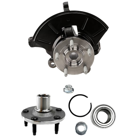2-Piece Kit Front, Driver Side Steering Knuckle, With Bearing, With Dust Shield, Includes (1) Knuckle and (1) Wheel Hub