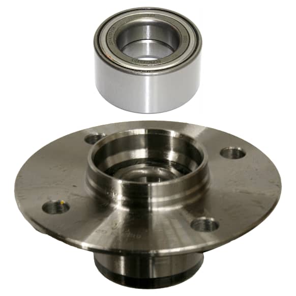 2-Piece Kit Rear, Driver or Passenger Side Wheel Hub, 4 Lugs, With Bearing, FWD Includes (1) Wheel Bearing and (1) Wheel Hub