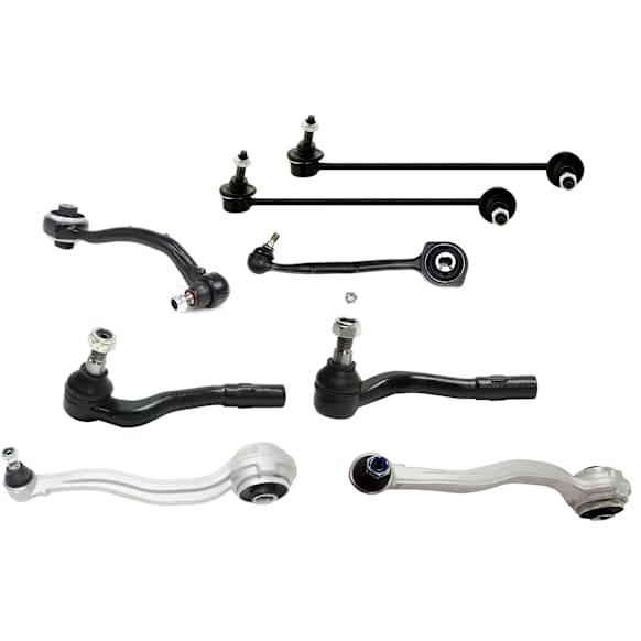 8-Piece Kit Control Arm Includes (4) Control Arm, (2) Sway Bar Link, and (2) Tie Rod End
