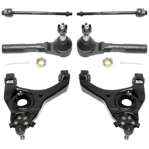 6-Piece Kit Control Arm Includes (2) Control Arm and (4) Tie Rod End