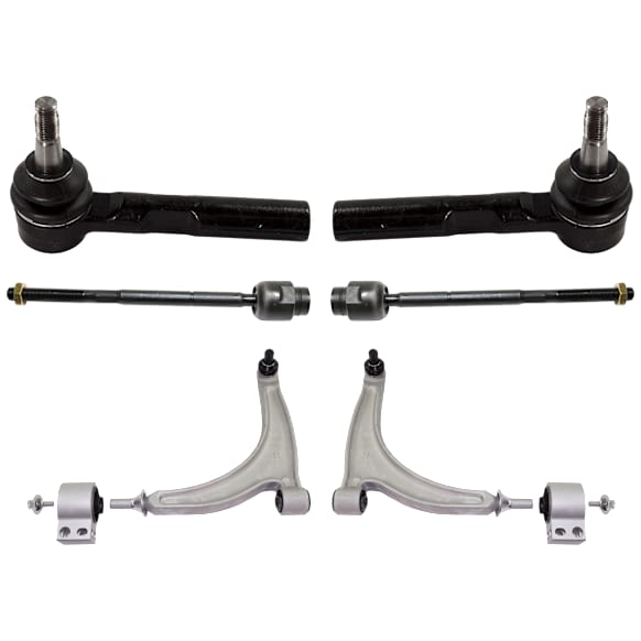 6-Piece Kit Control Arm Includes (2) Control Arm and (4) Tie Rod End