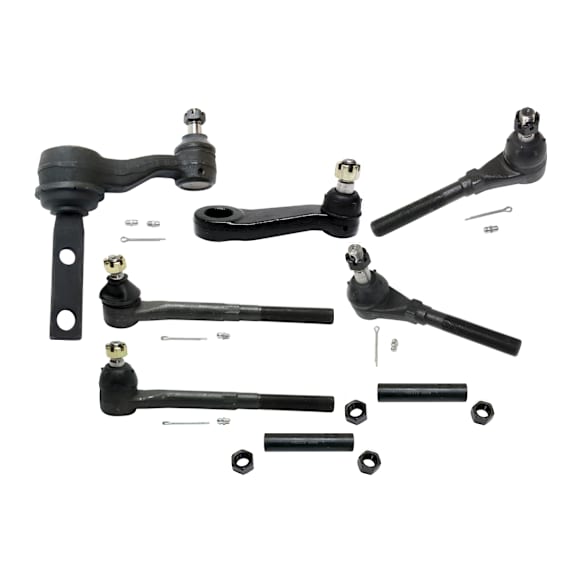 8-Piece Kit Idler Arm, Includes (1) Idler Arm, (1) Pitman Arm, (2) Tie Rod Adjusting Sleeve, and (4) Tie Rod End