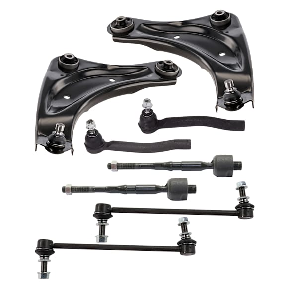 8-Piece Kit Control Arm Includes (2) Control Arm, (2) Sway Bar Link, and (4) Tie Rod End