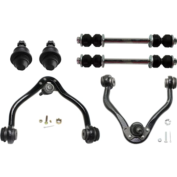 6-Piece Kit Control Arm Includes (2) Ball Joint, (2) Control Arm, and (2) Sway Bar Link