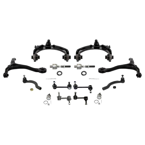 14-Piece Kit Front, Driver and Passenger Side, Upper and Lower Control Arms, Includes (2) Ball Joint, (4) Control Arm, (4) Sway Bar Link, and (4) Tie Rod End