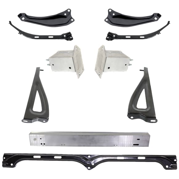 10-Piece Kit Front, Driver and Passenger Side Bumper Reinforcement, Aluminum, Includes (7) Bumper Bracket, (1) Bumper Reinforcement, and (2) Bumper Reinforcement Bracket
