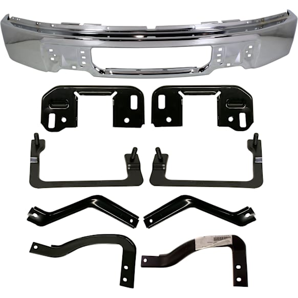2011 Ford F-150 - 9-Piece Kit Front Bumper, Chrome, Includes (1) Bumper and (8) Bumper Bracket