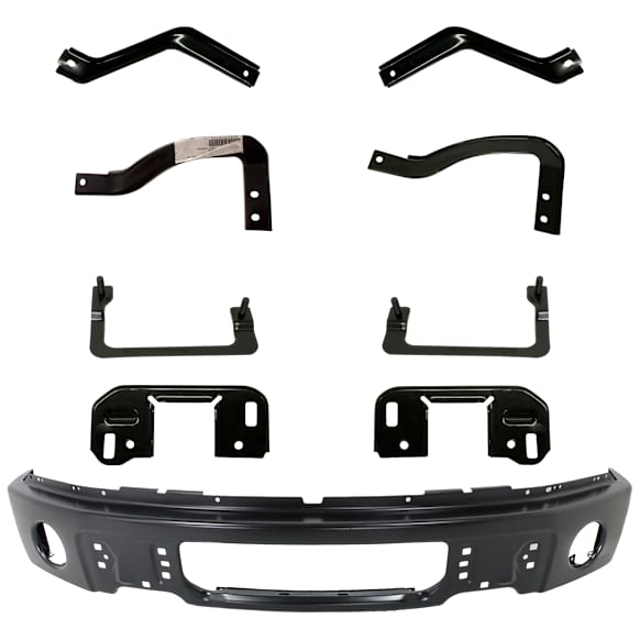 9-Piece Kit, Front Bumper, Powdercoated Black, Includes (1) Bumper and (8) Bumper Bracket