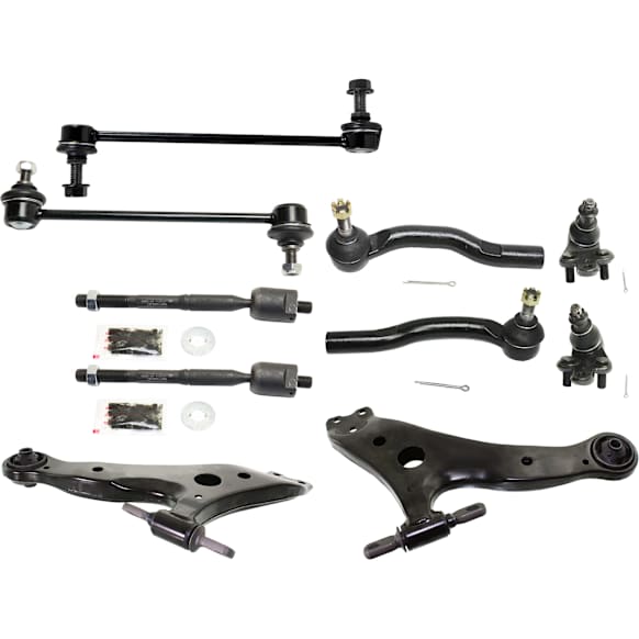 10-Piece Kit Front, Driver and Passenger Side, Lower Control Arms, Includes (2) Ball Joint, (2) Control Arm, (2) Sway Bar Link, and (4) Tie Rod End