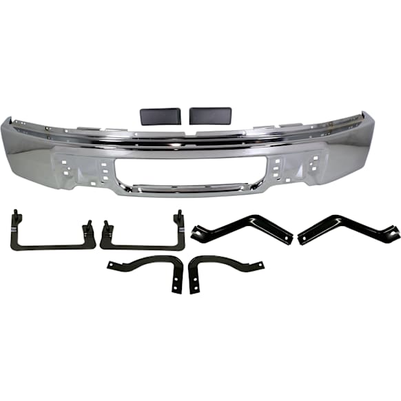 2010 Ford F-150 - 8-Piece Kit Front Bumper, Chrome, Includes (1) Bumper, (6) Bumper Bracket, and (2) Bumper Trim