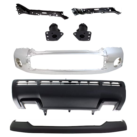 8-Piece Kit, Bumper, Chrome, Includes (1) Bumper, (2) Bumper Bracket, (1) Bumper Cover, (3) Bumper Retainer, and (1) Valance