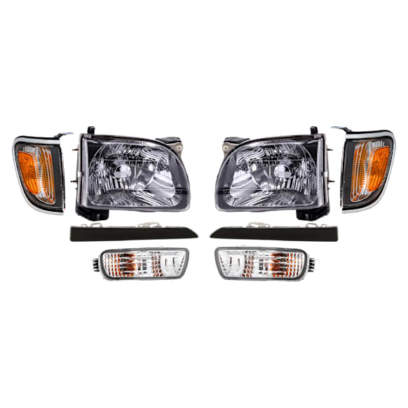 2003 Toyota Tacoma - 8-Piece Kit Driver and Passenger Side Halogen Headlight, With bulb(s), OE Replacement, Includes (2) Corner Light, (2) Headlight, (2) Headlight Filler, and (2) Turn Signal Light
