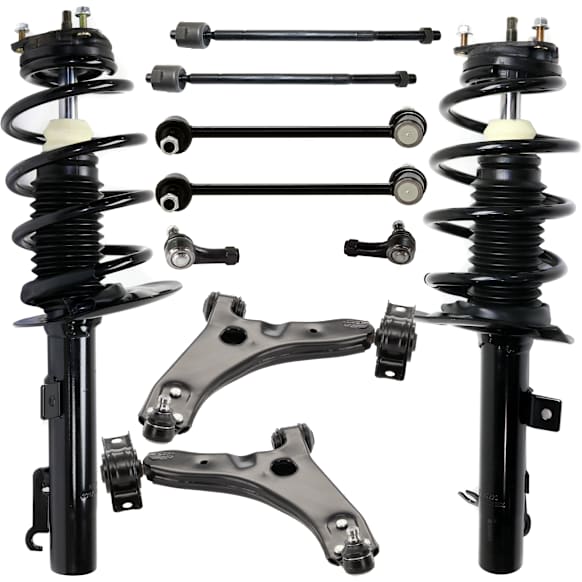10-Piece Kit Fully Loaded Strut, Includes (2) Control Arm, (2) Loaded Strut, (2) Sway Bar Link, and (4) Tie Rod End