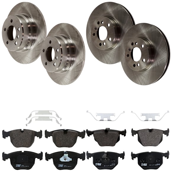 KIT-073024-1431 4-Wheel Set Front and Rear Brake Disc and Pad Kit, Plain Surface 5 Lugs Front-331.98 mm/Rear-324 mm Semi-metallic, Includes (4) Brake Disc and (2) Brake Pad Set