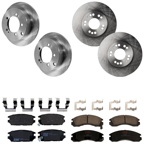 KIT-073024-3655 4-Wheel Set Front and Rear Brake Disc and Pad Kit, Plain Surface 5 Lugs Front-275.84 mm/Rear-261.87 mm Semi-metallic AWD, Includes (4) Brake Disc and (2) Brake Pad Set